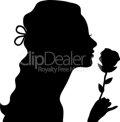 vector young woman with a rose