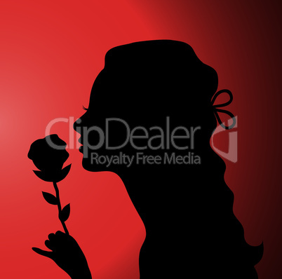 vector  young woman with a rose