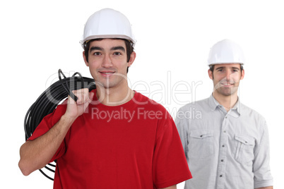 Two electrician about to start work
