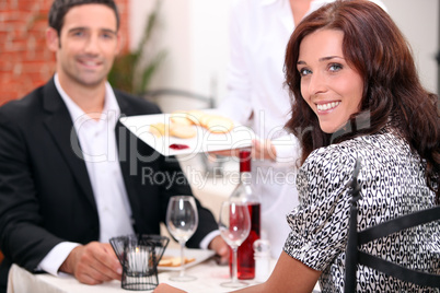 Couple eating in a restaurant