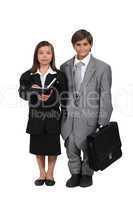 Little kids dressed as business people