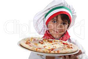 kid disguised as pizzaiolo
