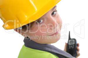 Child dressed as a construction worker