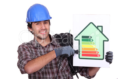 Entrepreneur showing energy consumption chart,