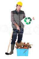 Tradesman promoting recycling