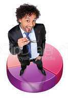 successful businessman posing on a circle diagram