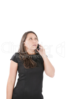 Woman employee speaking mobile phone