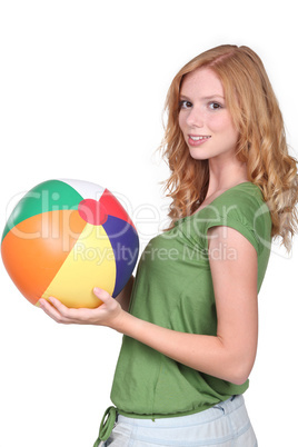 Girl with beach ball