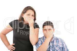 Covering them nose after a bad smell