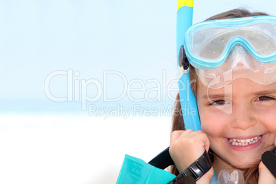 Little girl wearing snorkel