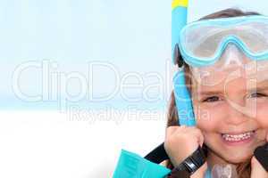 Little girl wearing snorkel