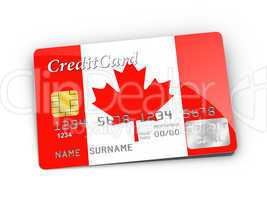 Credit Card covered with Canada flag.