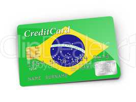 Credit Card covered with Brazil flag.