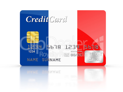 Credit Card covered with  French flag.