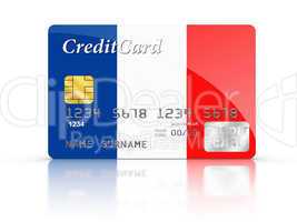 Credit Card covered with  French flag.