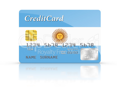 Credit Card covered with Argentina flag.