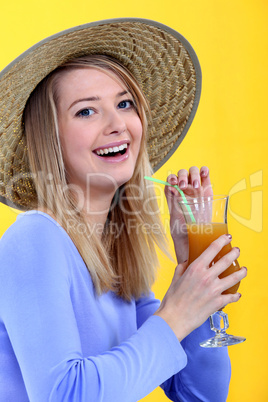 Woman drinking juice