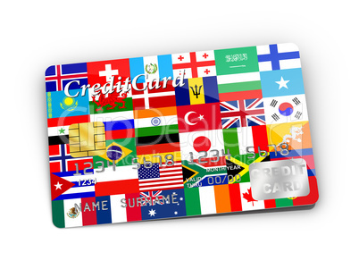 Credit Card covered with Flags.