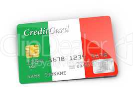 Credit Card covered with Italy flag.