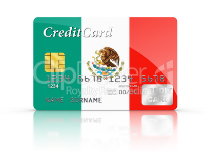 Credit Card covered with Mexico flag.