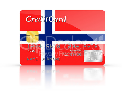 Credit Card covered with Norwegian flag.