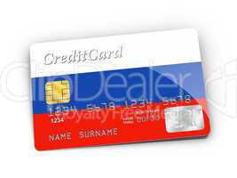Credit Card covered with Russia flag.
