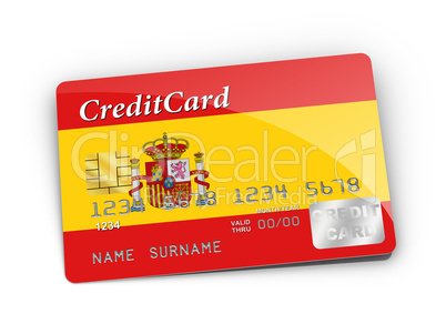 Credit Card covered with Spain flag.