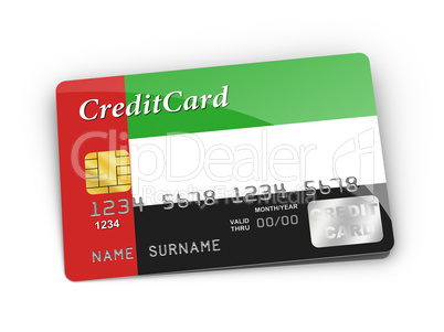 Credit Card covered with United Arab Emirates Flag.