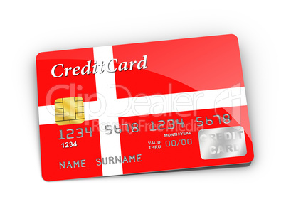 Credit Card covered with Denmark Flag.