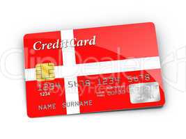 Credit Card covered with Denmark Flag.