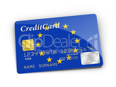 Credit Card covered with European flag.