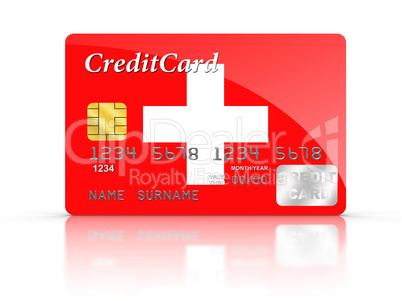 Credit Card covered with switzerland flag.