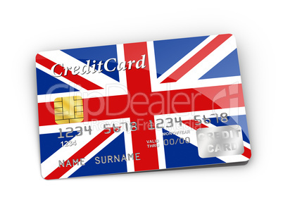 Credit Card covered with UK flag.