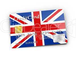 Credit Card covered with UK flag.