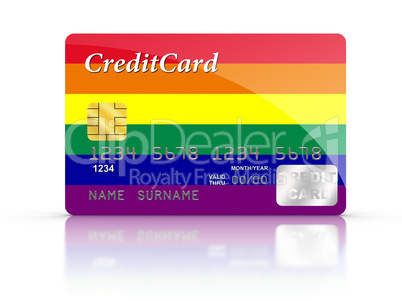 Credit Card covered with Rainbow flag.
