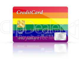 Credit Card covered with Rainbow flag.