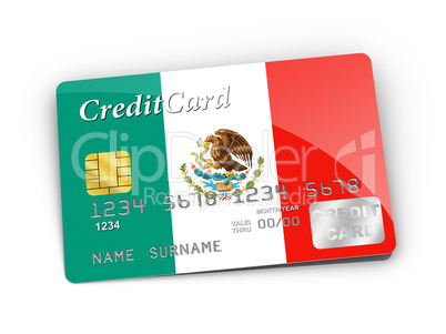 Credit Card covered with Mexico flag.