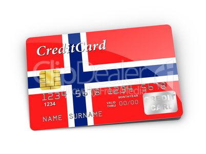 Credit Card covered with Norwegian flag.