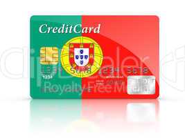 Credit Card covered with Portugal flag.