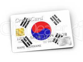 Credit Card covered with South Korean flag.