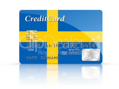 Credit Card covered with Swedish flag.