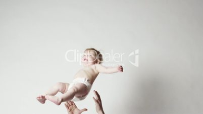Father Playing With Blond Baby Girl, 300fps