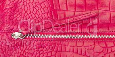 Textured pink leather with zipper