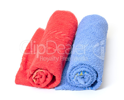 Rolled red and blue towels