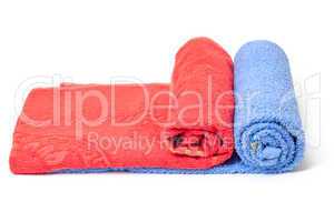 Rolled red and blue towels