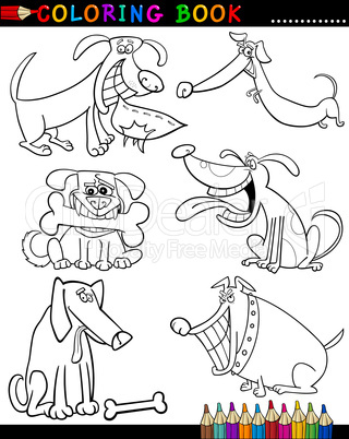 Cartoon Dogs for Coloring Book or Page