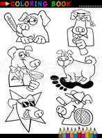 Cartoon Dogs for Coloring Book or Page