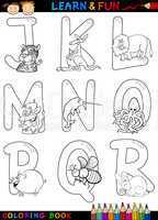 Cartoon Alphabet with Animals for coloring