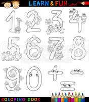 numbers with cartoon animals for coloring