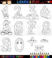 numbers with cartoon animals for coloring